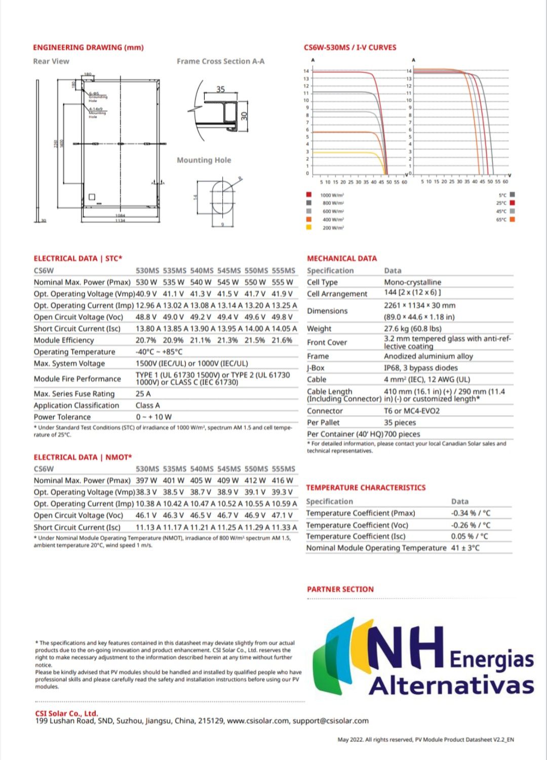 Canadian Solar 550W Painel Fotovoltaico Mono Monocristalino Half 550W