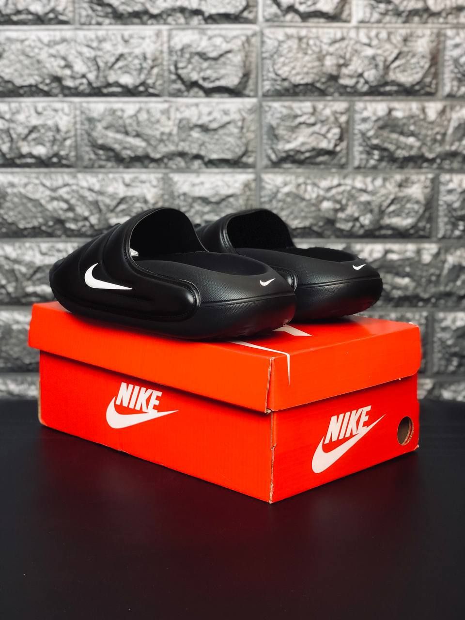 Мужские шлепанцы Nike Calm Slide Air чёрные летние стильные удобные