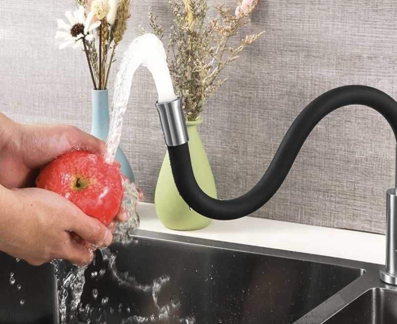 Nowa BATERIA KUCHENNA Czarna Elastyczna Wylewka Giętka Kran (-20%)