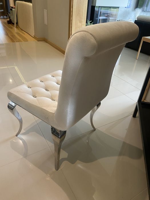 Krzesło glamour Hamilton Beige z kryształami