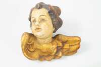 Główka Rzeźba putto anioł drewniany polichromia