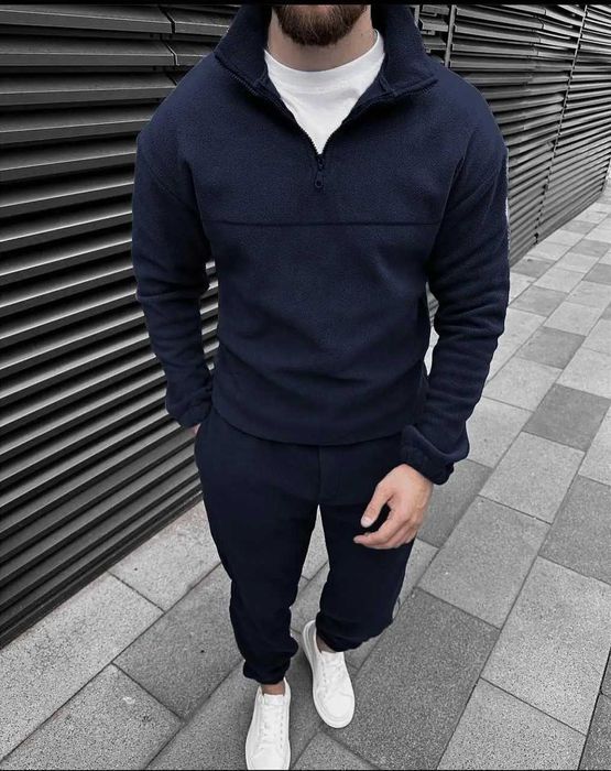 Зимний спортивный костюм мужской плюшевый As толстовка штаны на флисе