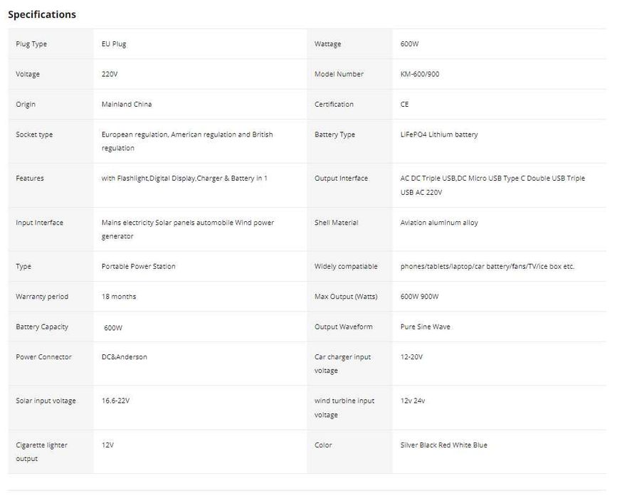 Зарядна станція Powerbank 600Wh / 600 watt номінальна потужність
