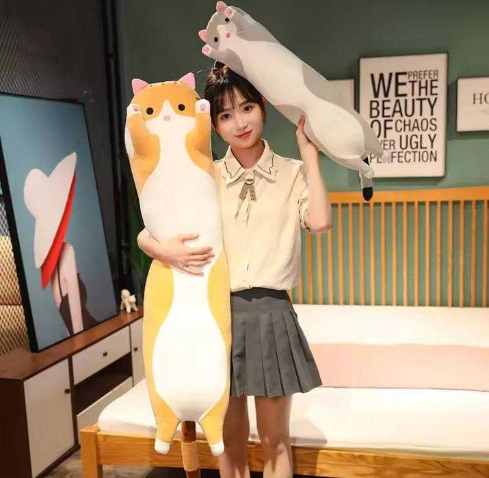 Іграшка для дітей Кіт Батон 85 см, Обіймашка подушка Кіт Батон Сірий