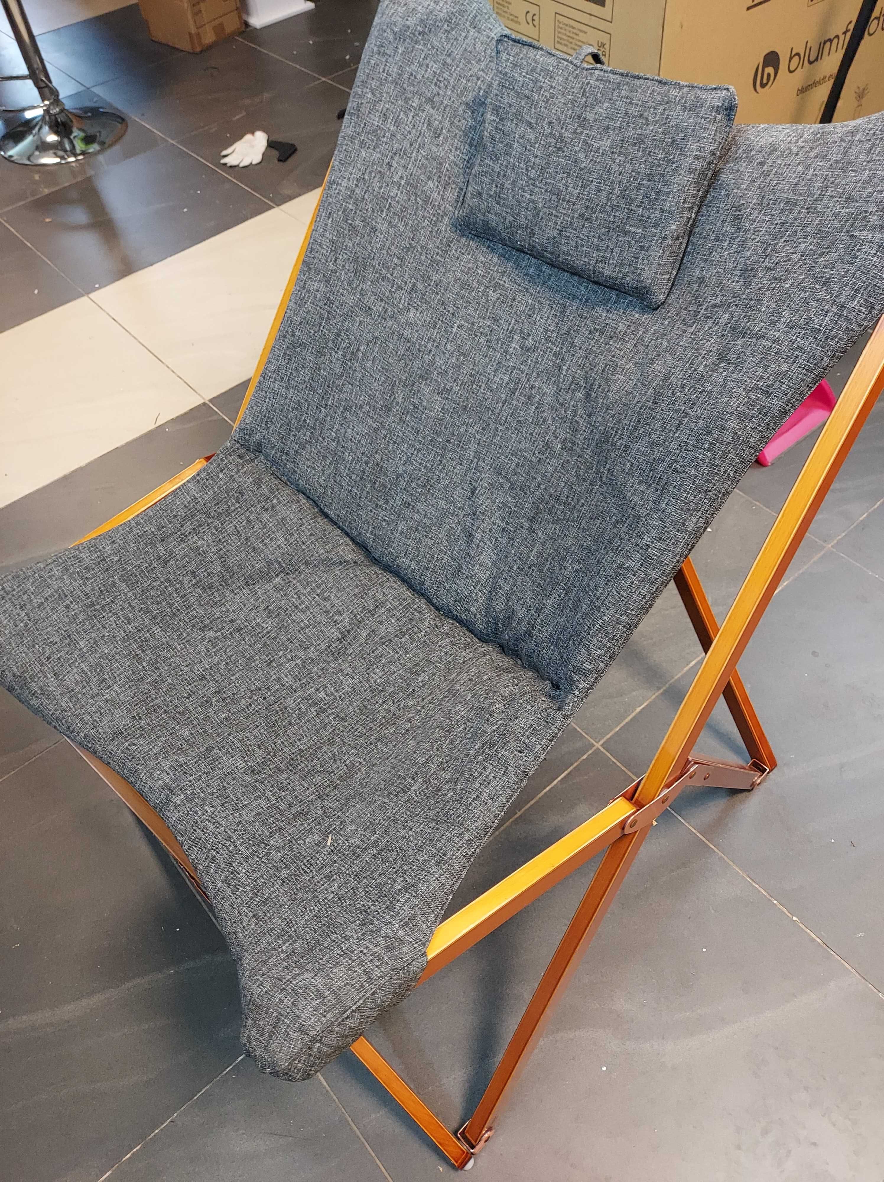 Fotel krzesło składane w stylu retro szary