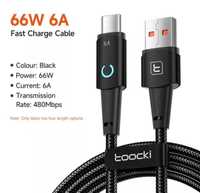 Кабель usb type-c синхронизации для быстрой зарядки 6A 66w Toocki