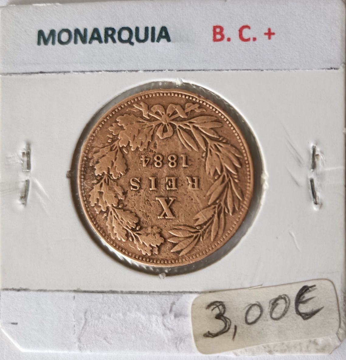 3 Moedas em Bronze de X réis do Monarca Português D. Luiz I