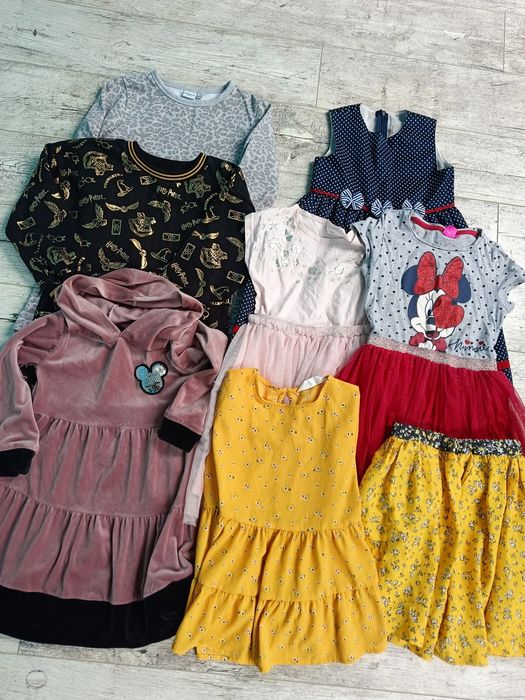 Paka ubrań sukienki bluzy koszula spódnica 128