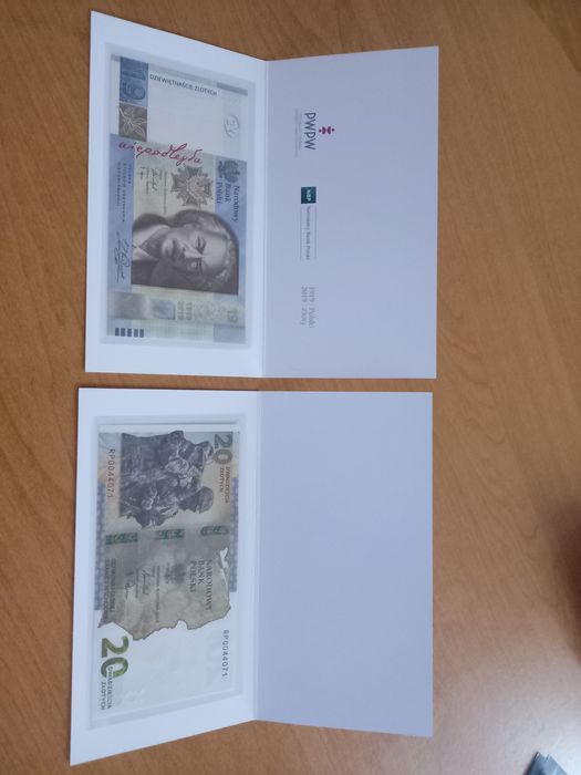 Banknoty kolekcjonerskie Nbp 19 zł Paderewski 20 zł Ochrona granicy