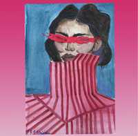 Obrazek obraz kobieta abstrakcja akwarela róż eklektyzm