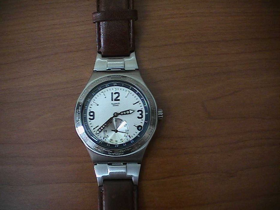 Relógio Swatch Irony, bracelete pele castanha, como novo