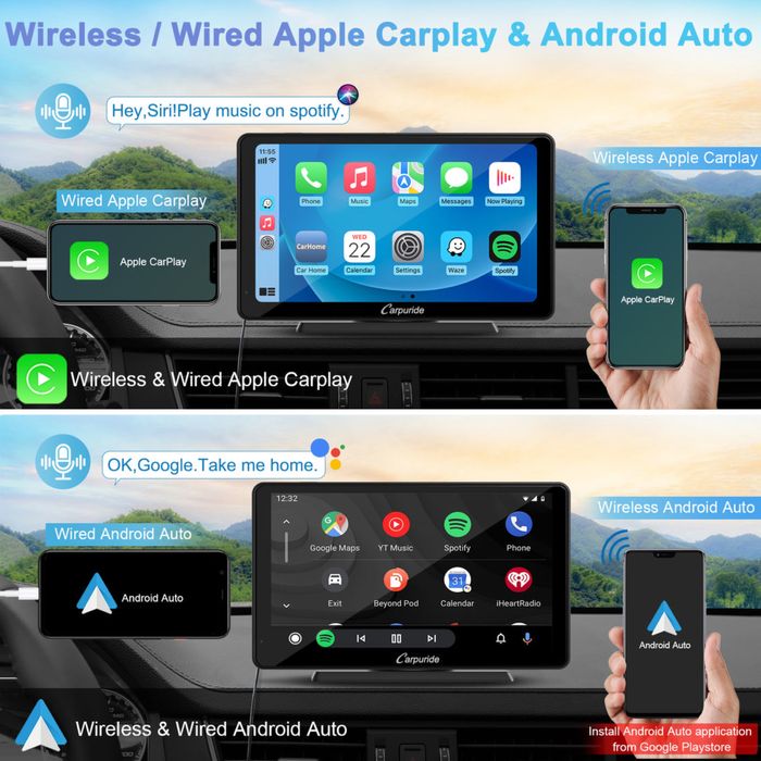 Carpuride c3 Bezprzewodowe radio samochodowe Carplay & Android