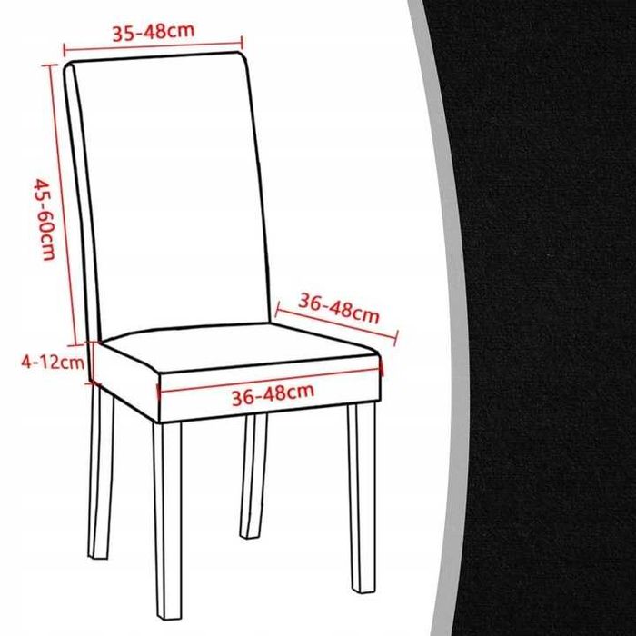 NOWY zestaw pokrowców 6szt krzesło czarny rozciągliwy uniwersalny