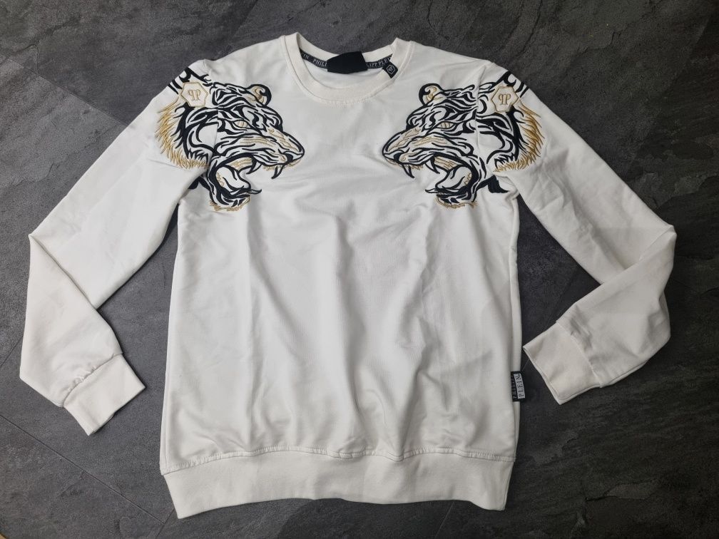 PLEIN PP bluza męska L long długi rękaw biała