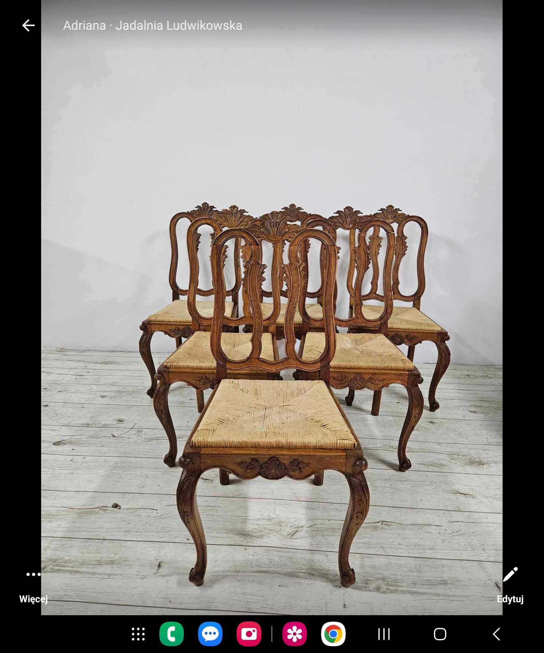 Piekny stół z krzeslami w stylu ludwika