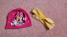 Czapka Minnie +opaska żółta dla dziewczynki na wiosnę/jesień 4 -5 lat