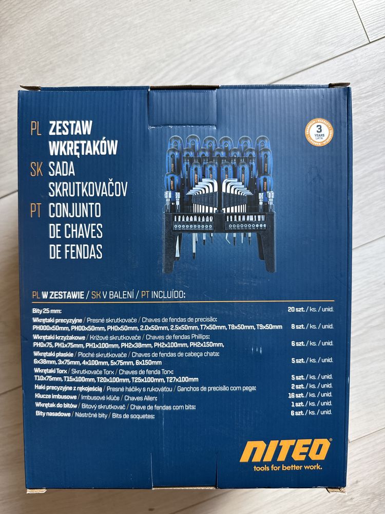 Nowy zestaw wkretakow kluczy bitow NITEO 77 elementow