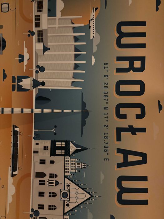 Plakat Wrocław żółto-niebieski 50x70
