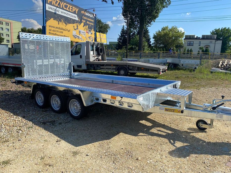 Wiola B3540 MAX 3 osie 395x190cm Przyczepa do przewozu sprzętu budowlanego, pod koparkę  Przyczepa do przewozu sprzętu budowlanego, pod koparkę RATY LEASING