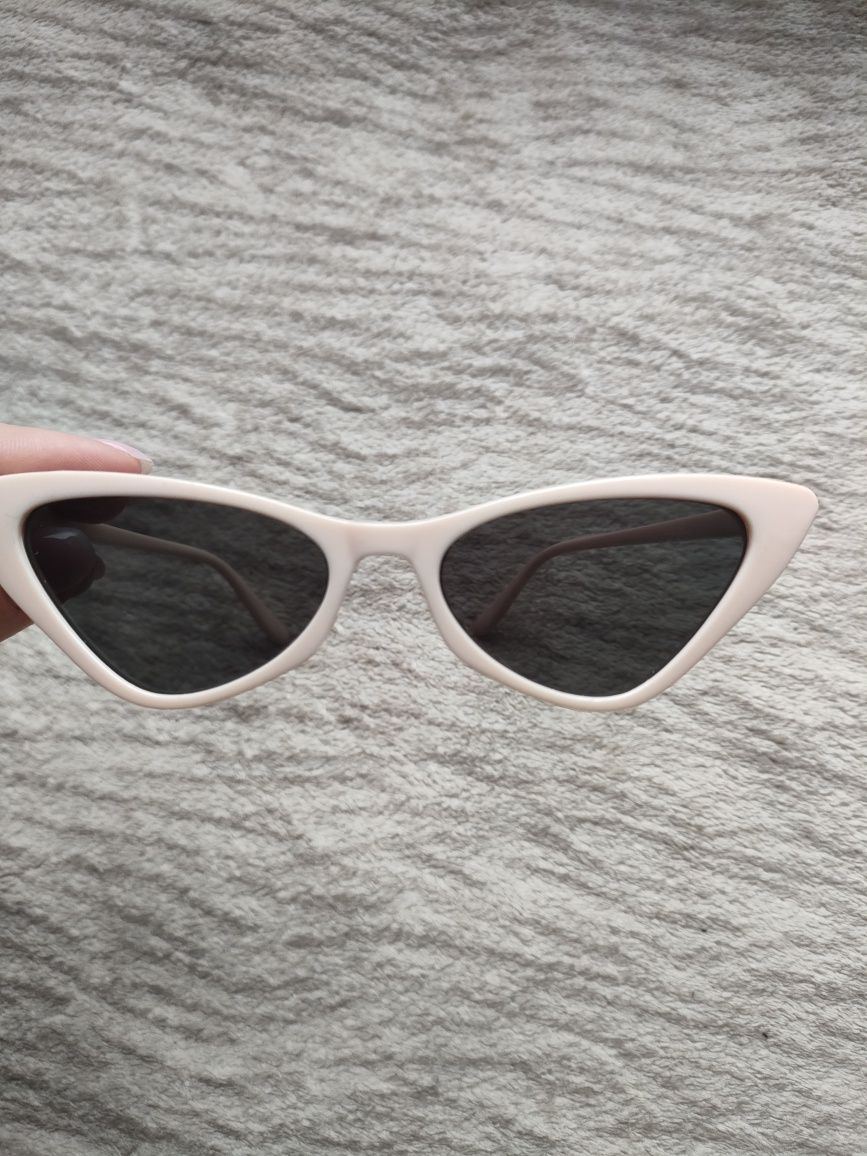 Nowe piękne okulary przeciwsłoneczne cat eye sunglasses beżowe okulary