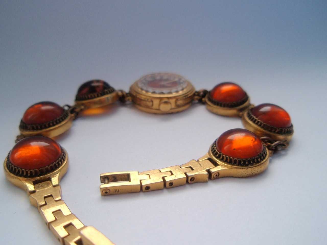 Эксклюзивные Часы Чайка 17 камней AU браслет Янтарь  с подписью