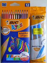 Набор карандаши BIC Evolution Stripers 12 цв.+3 ручки BIC Round stick