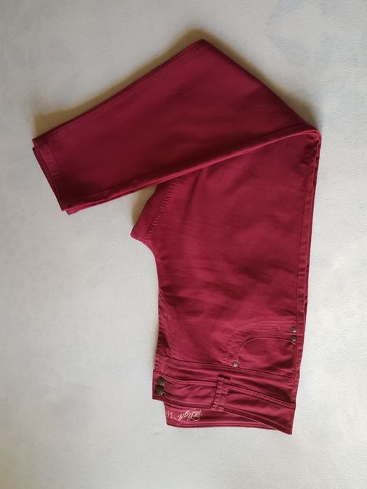 Śliczne duże spodnie jansowe bordowe rozm 48