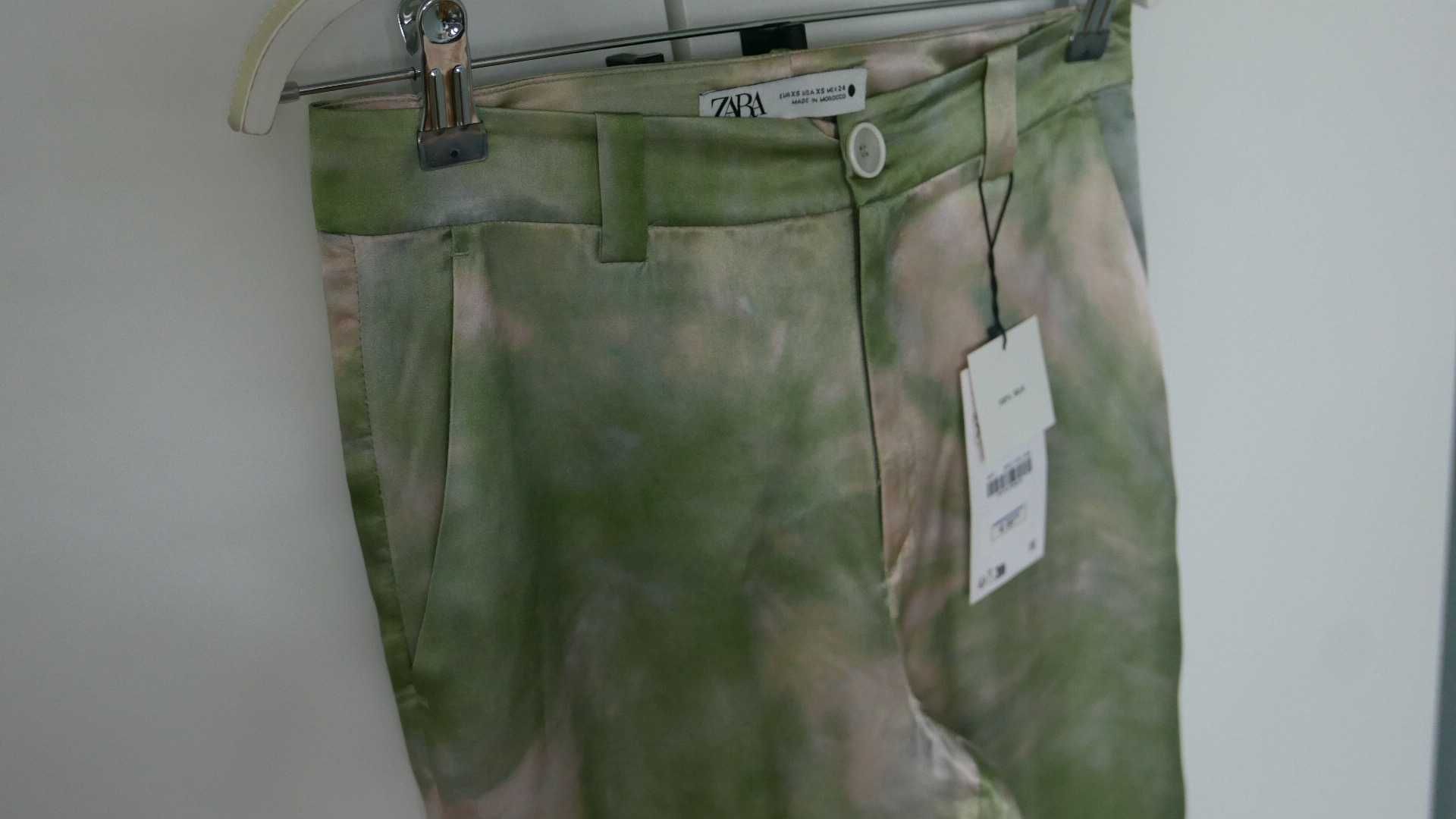 Zara jedwabny komplet spodnie+koszula XS