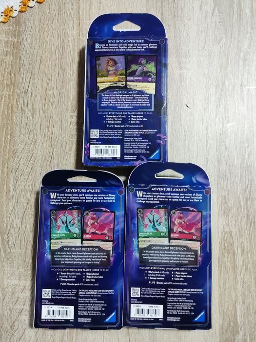 3 Starter decks Lorcana novos selados
