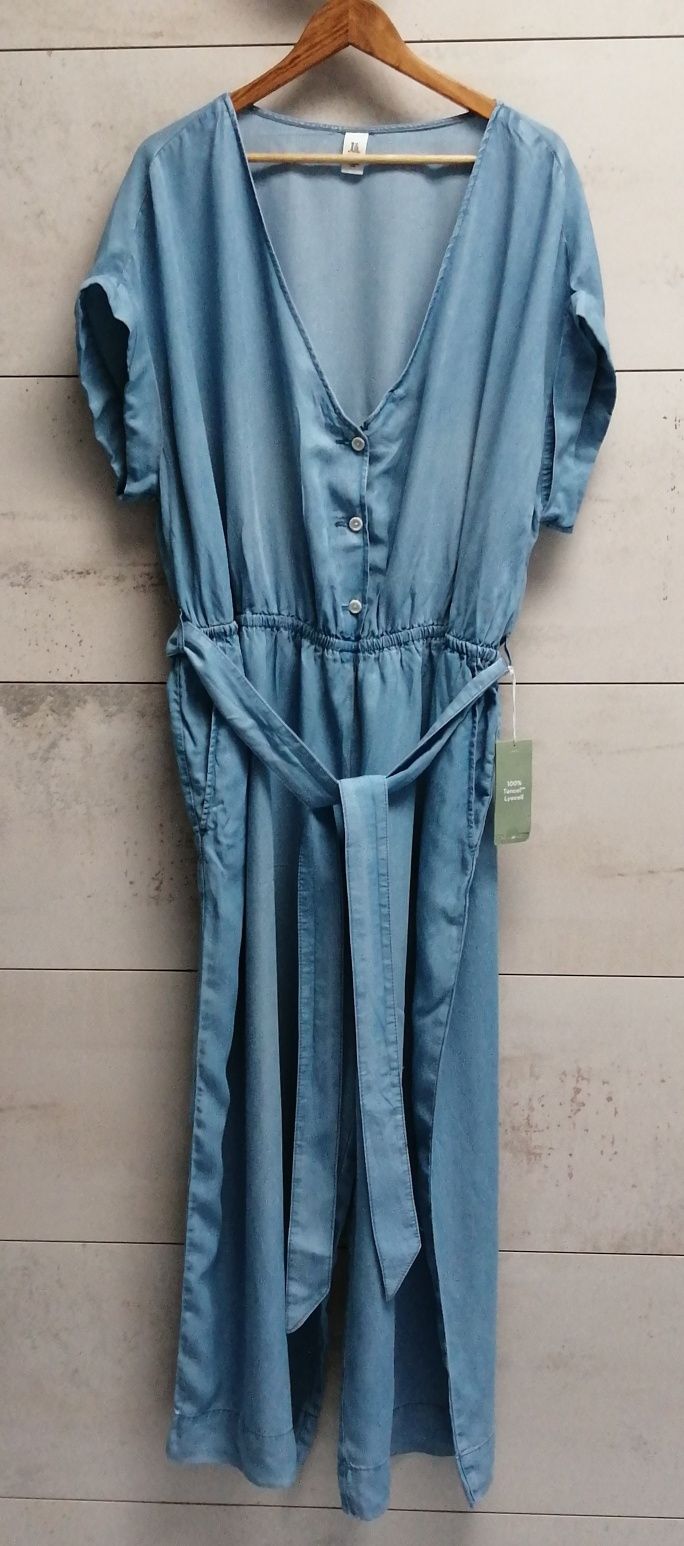 Kombinezon lato wiosna przewiewny błękit niebieski plus size  4 XL