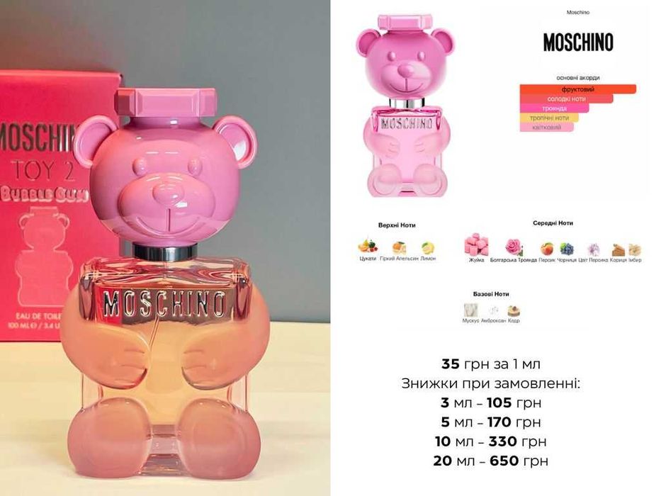 Розпив флаконів Ariana Grande, Moschino Toy, Jimmy Choo, Lattafa Yara