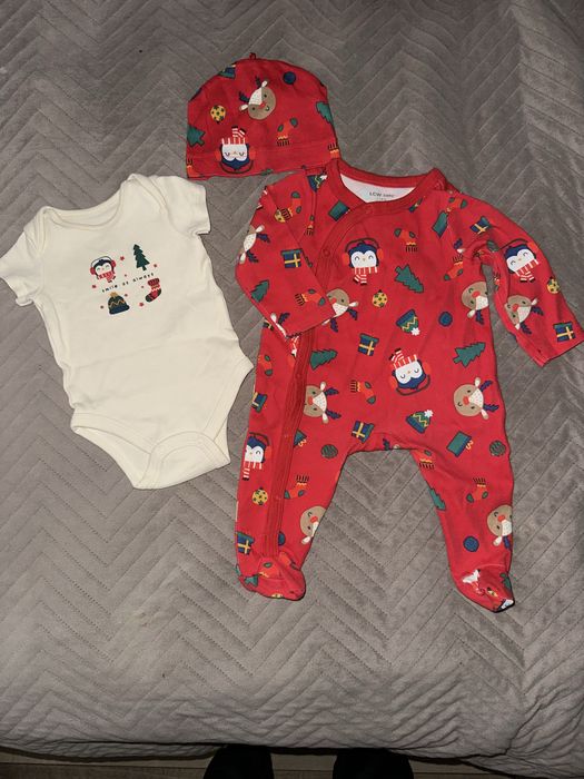 Новорічний комплект Waikiki чоловічок боді 0-3 міс 56-62 H&m Next Zara