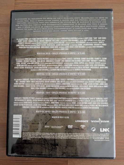 Quadrilogia SAW - Edição Colecionador (COMO NOVO)
