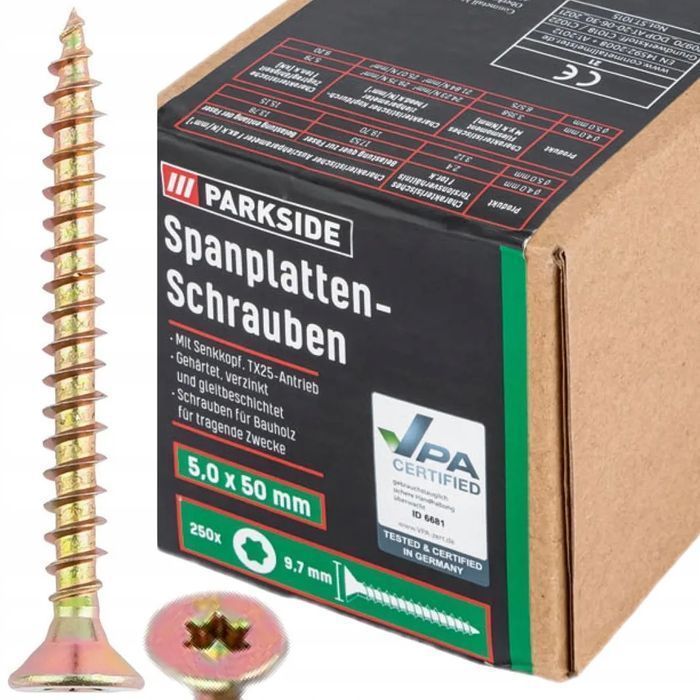 Wkręty Do Płyt Wiórowych 5x50 mm 750 szt. Torx Stożek Parkside