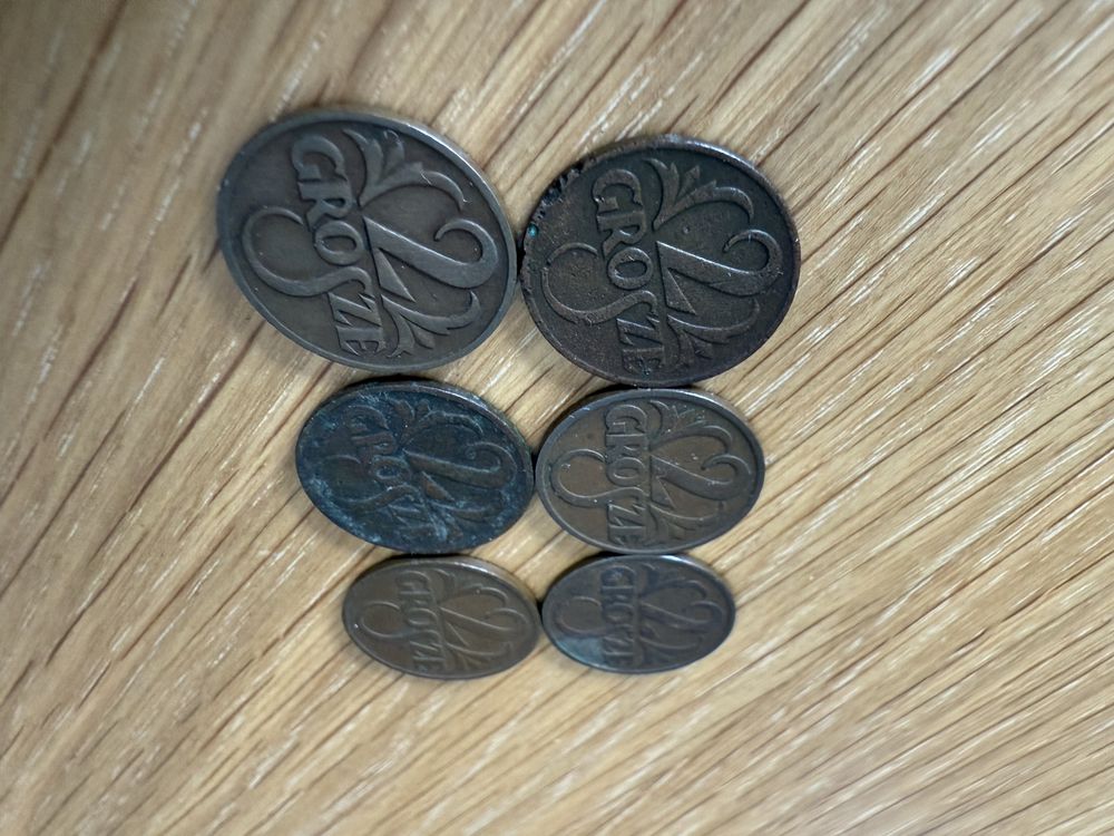 Zestaw / komplet 2 grosze 1925/1927/1928/1931/1938/1927