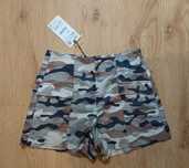 Nowe szorty Zara XS 34 6 spodenki moro wysoki stan len
