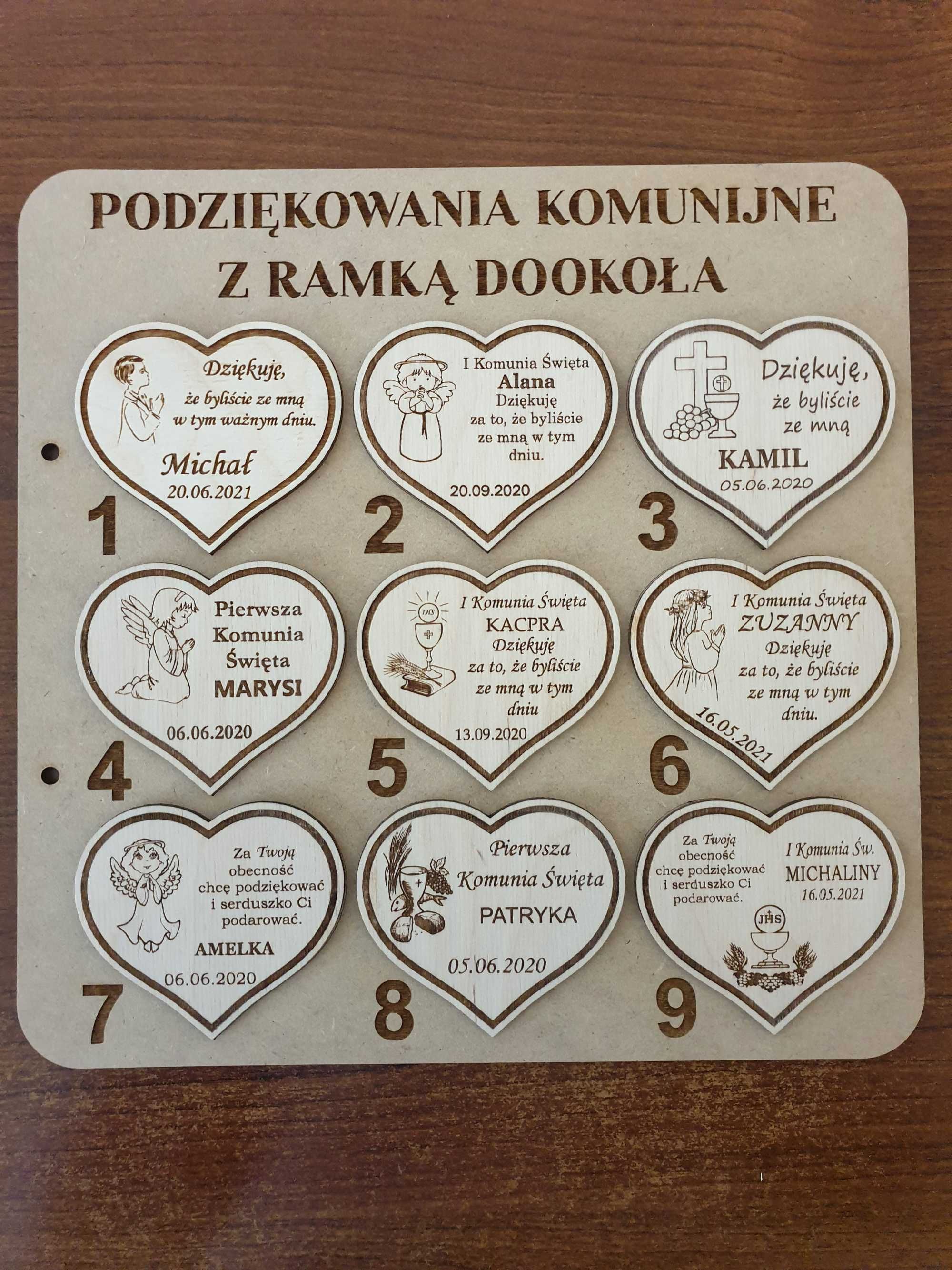 Podziękowania komunijne dla gości magnesy