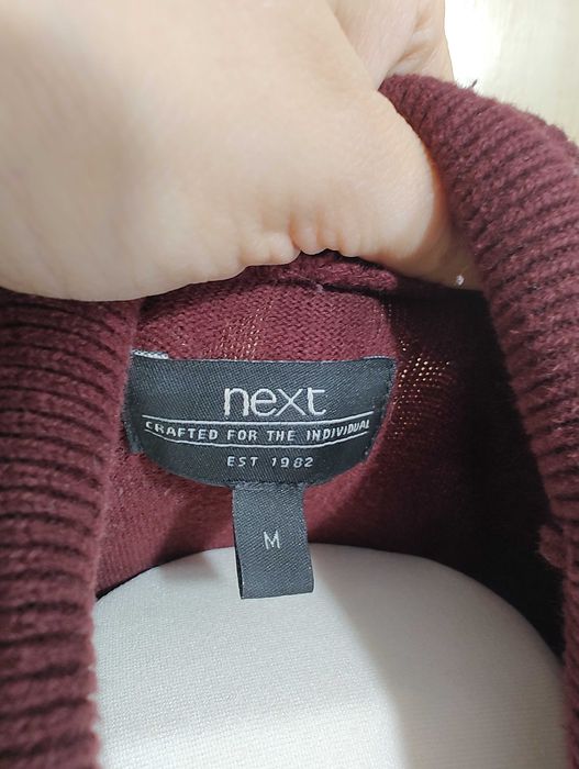 Basicowy damski bawełniany burgundowo brązowy golf z długim rękawem