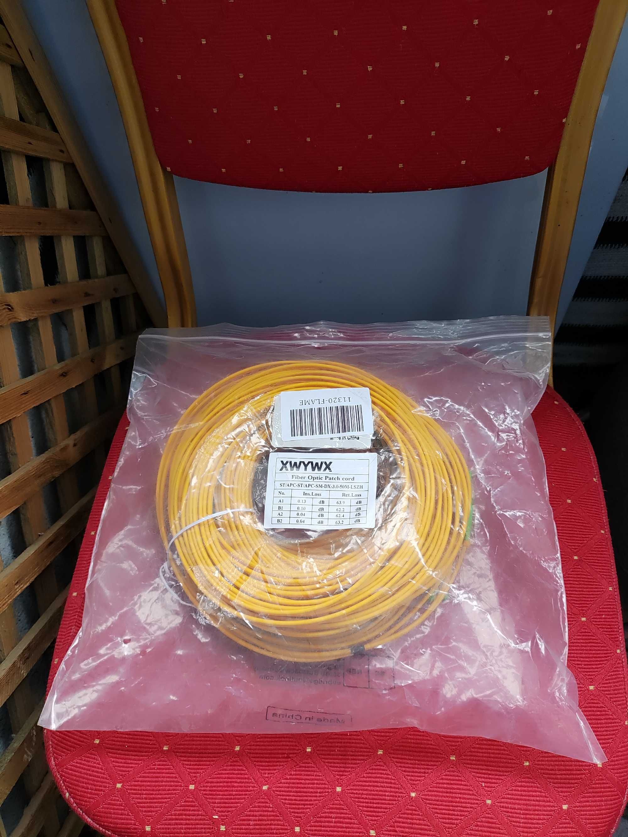 Kabel Światłowodowy Światłowód Przewód Patchcord podwójny 50m Optyczny