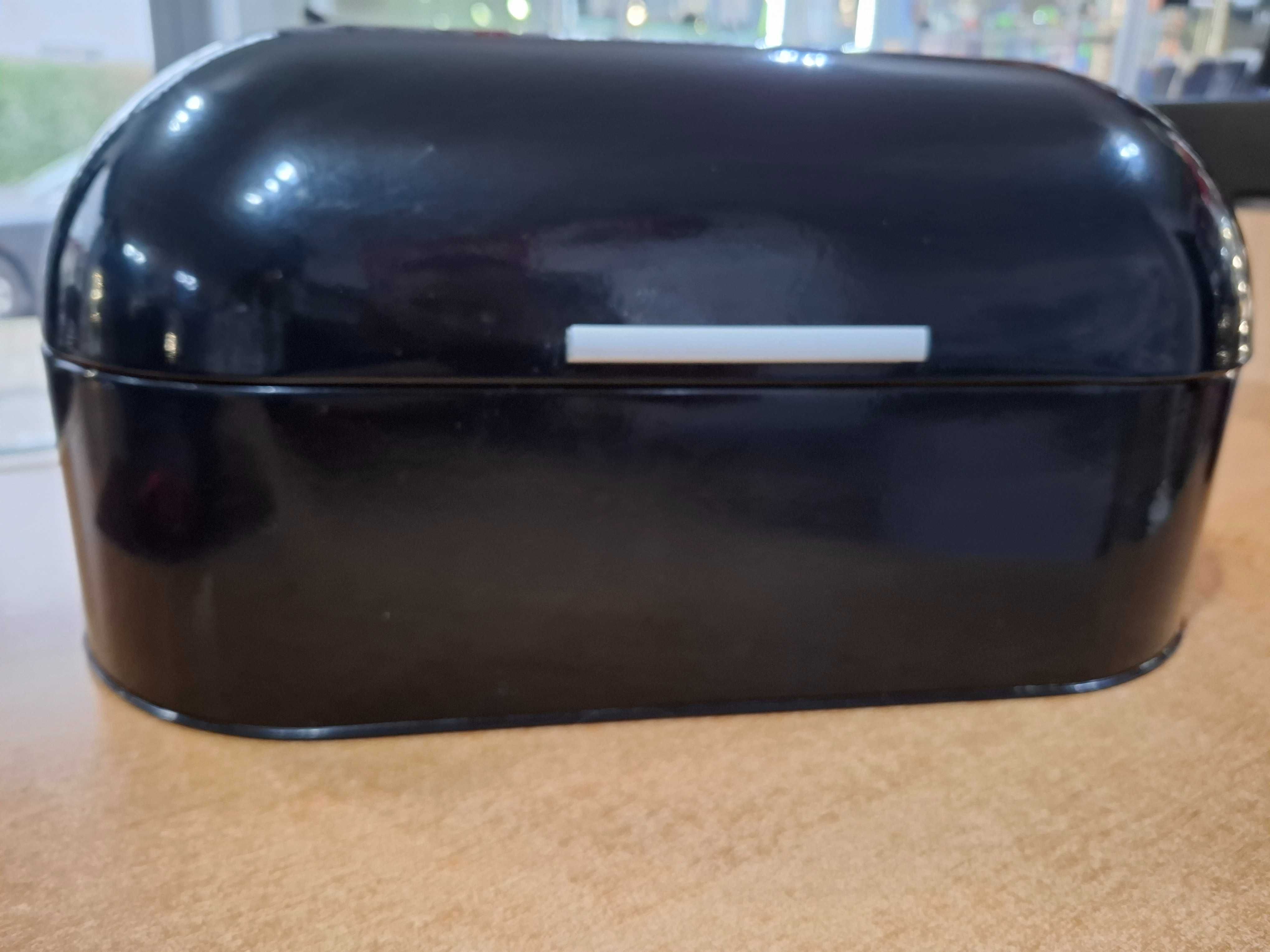 ZADABNY chlebak czarny połysk 44cm pojemnik na chleb pojemny