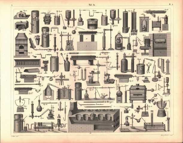Chemia  reprint XIX w. grafik do aranżacji wnętrza