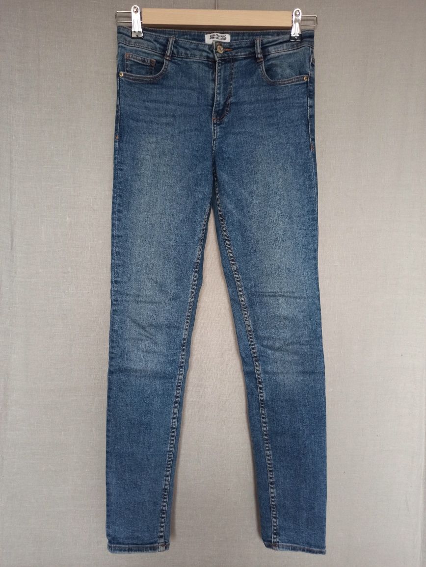 Jeansy spodnie rurki skinny Zara Trafaluc Denim Collection niebieskie