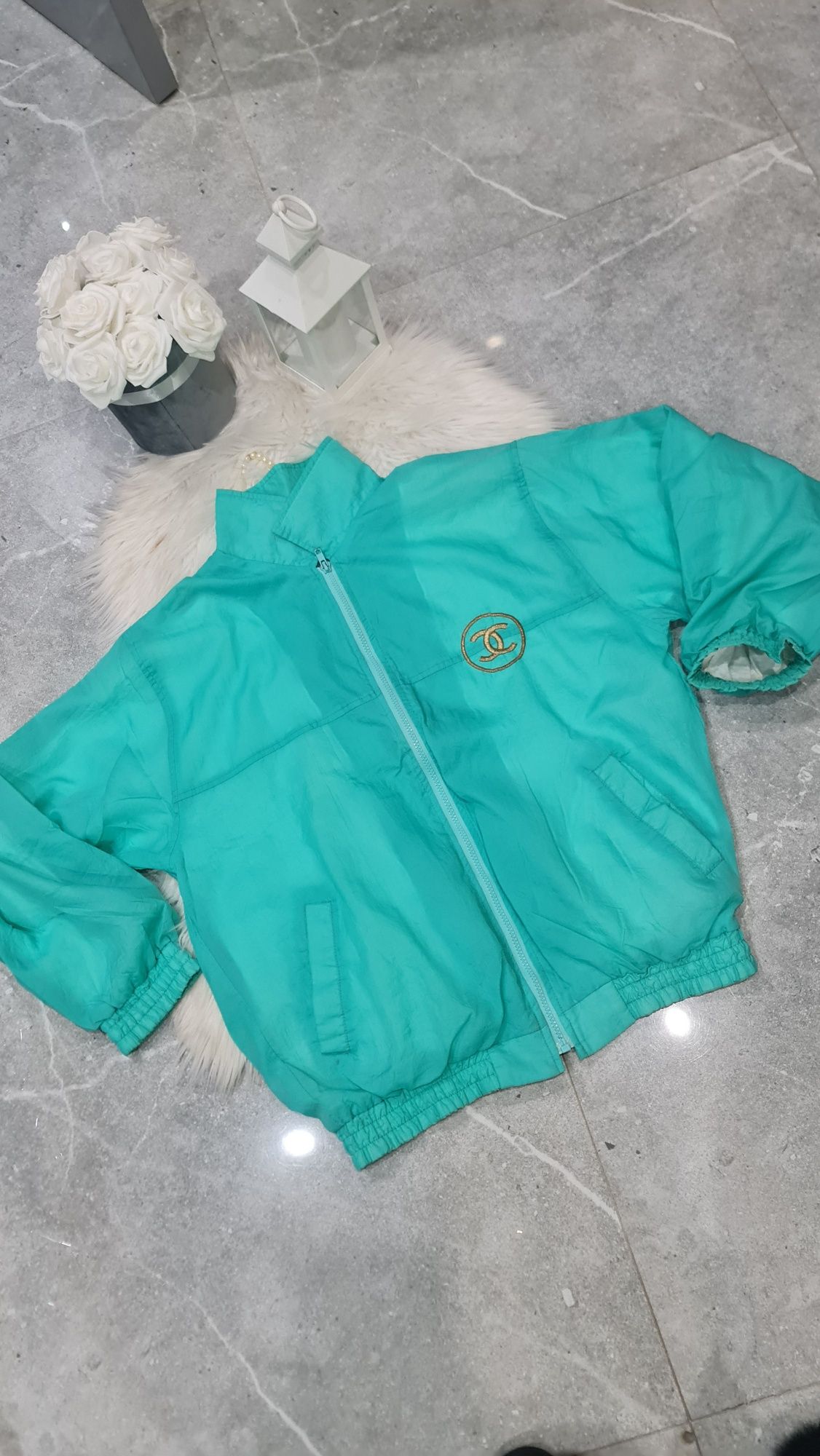 Chanel ortalionowa bluzo kurtka zielona m /L