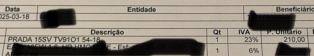 Armaçǒes Prada (compradas em Março 2025
