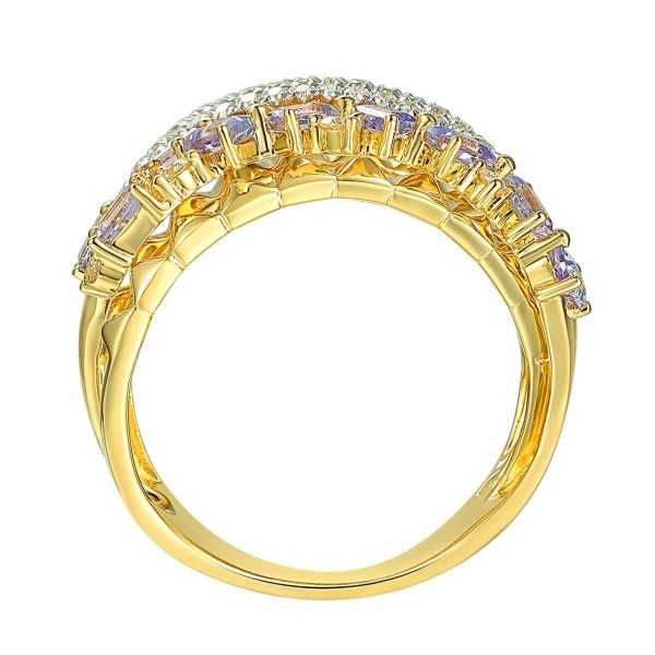 Pierścionek z tanzanitami i diamentami (R86489 Y T)