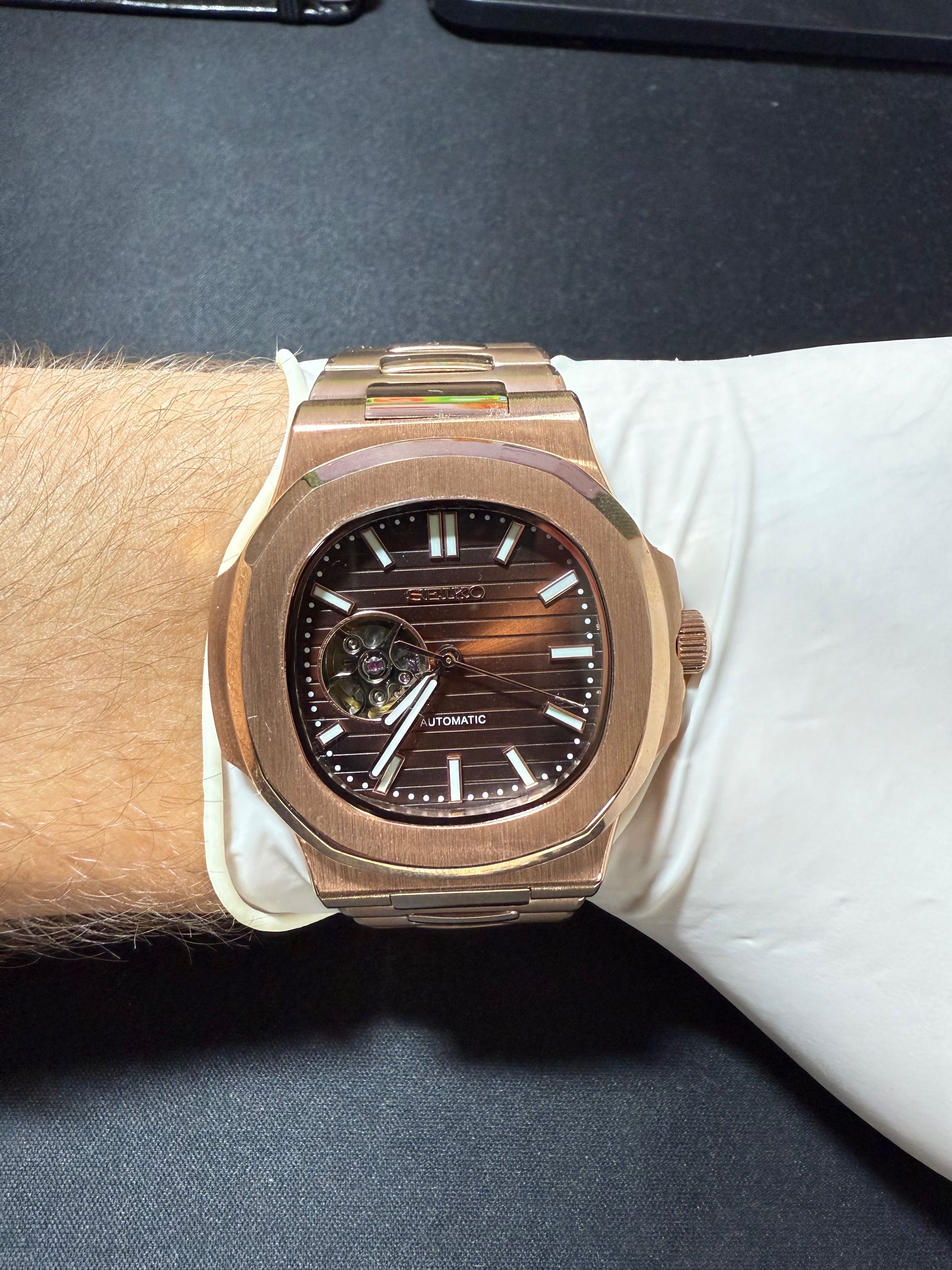 Seiko Mod Nautilus Openheart Chocolate