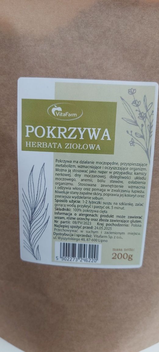 Pokrzywa cięta 200g moczopędna, oczyszczająca , wzmacniająca