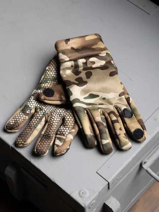 Тактичні перчатки мультикам з відкидними пальцями утеплені M, L