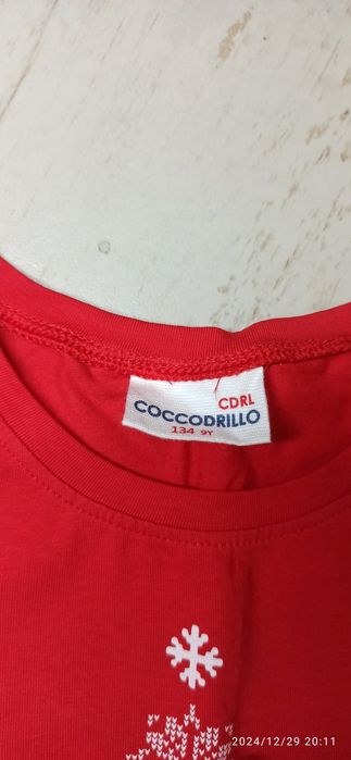 Świąteczna czerwona bluzka Coccodrillo 134 dziewczynka jak nowa