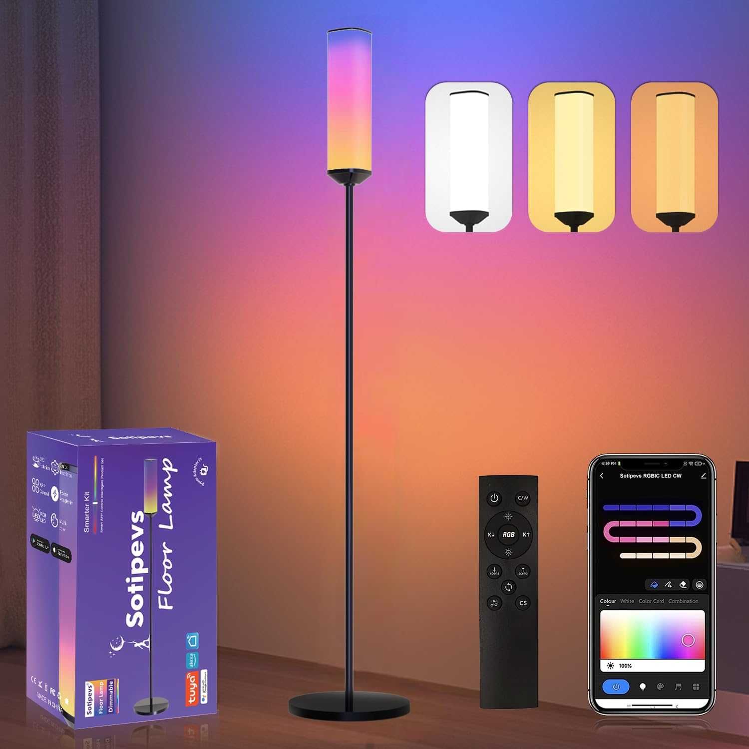 Candeeiro de chão RGB compativel com alexa